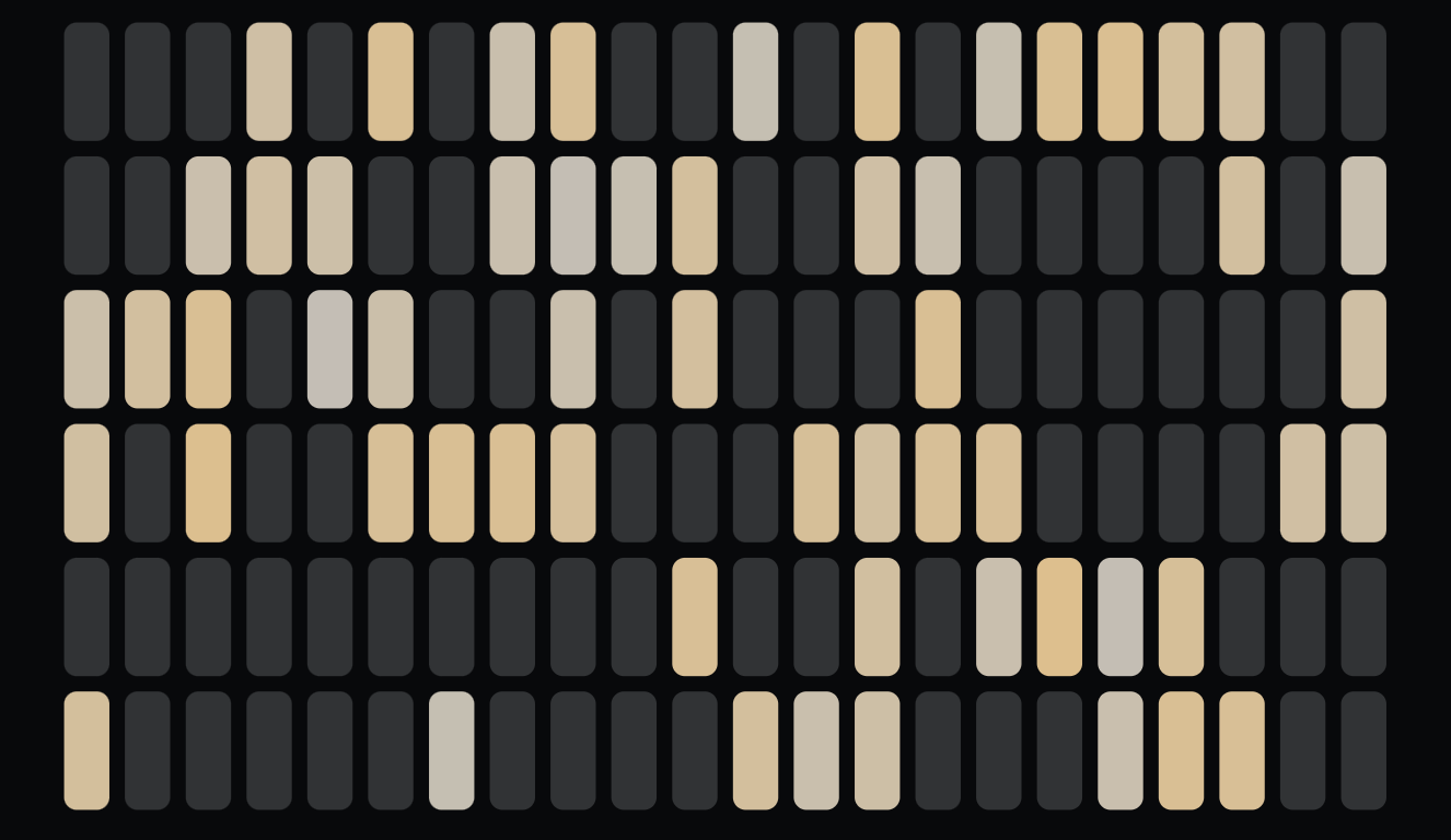 Fenophone — a grid of amber and slate tiles on black